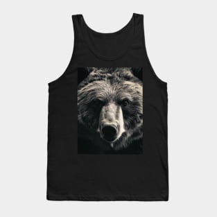 A brown bear in nature that looks cute and cuddly looks warm. Tank Top